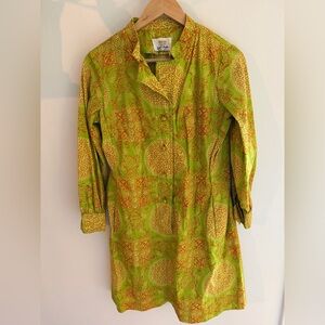 Vintage Lord & Taylor Thailand Dress with Yellow Orange and Green Designs
